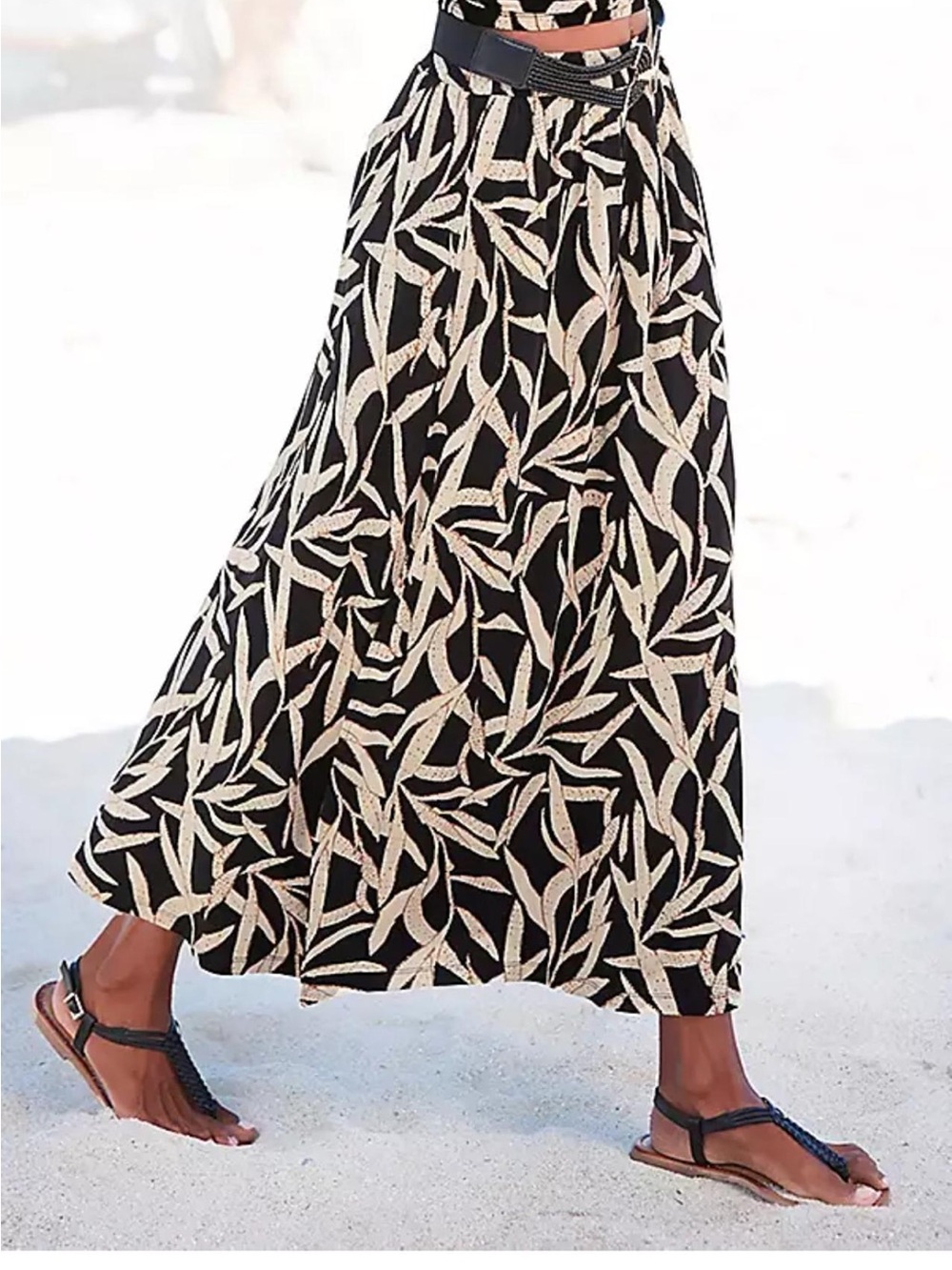 Magaschoni beaded linen skirt